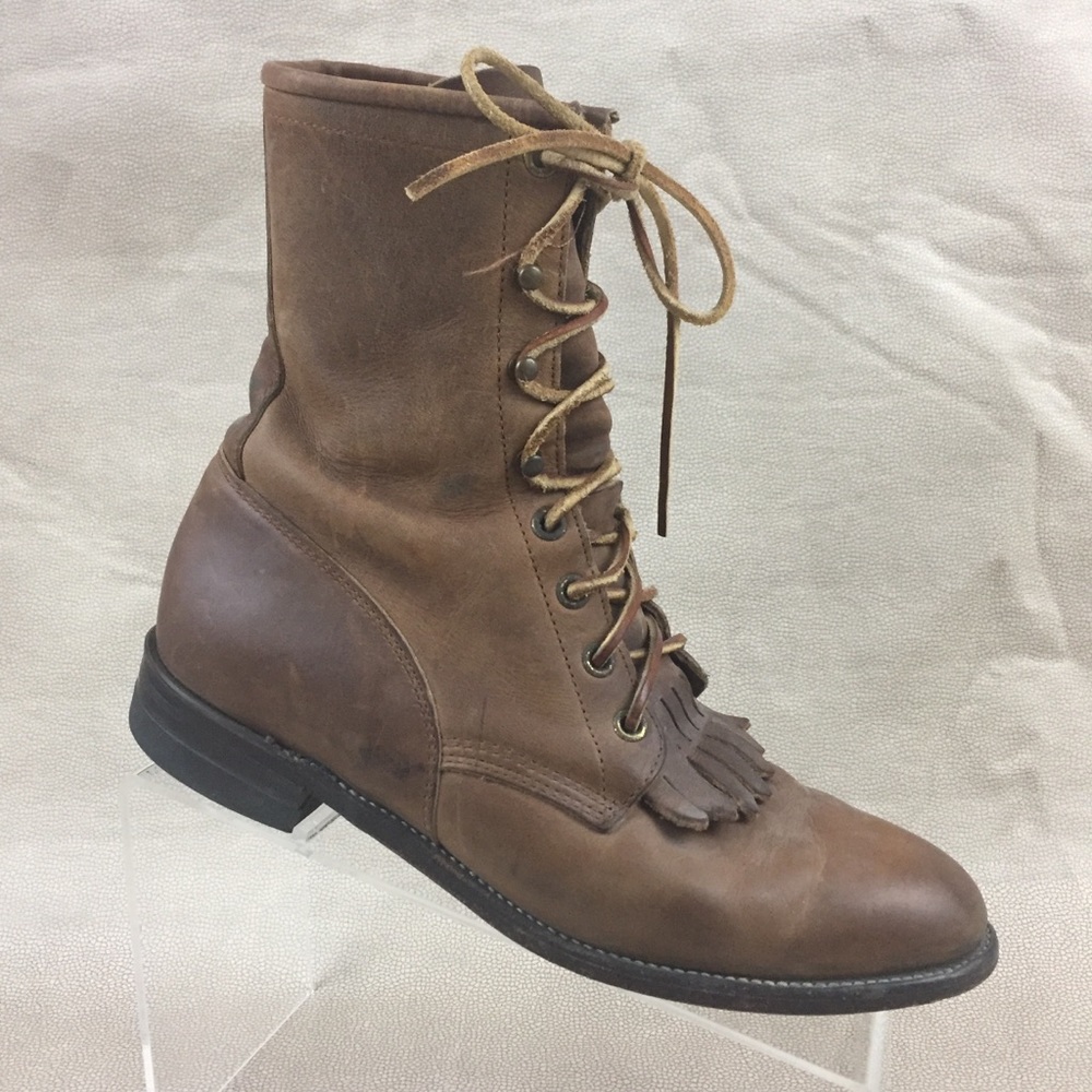 Justin Combat Boots Kiltie Roper Western Women 7.5